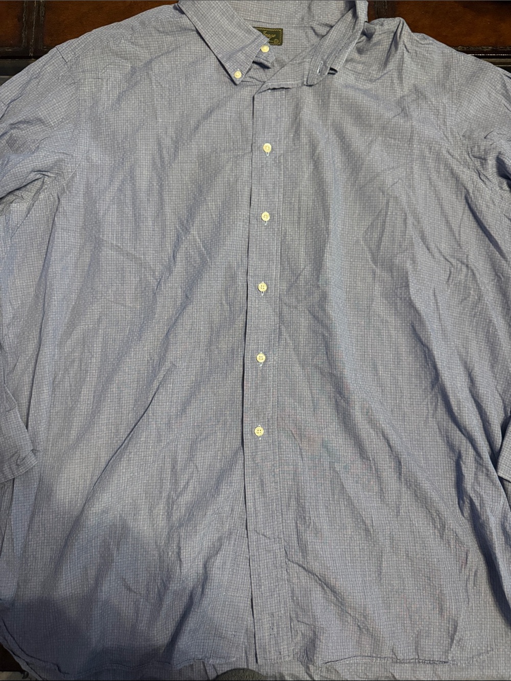 Men's Classic Micro-Check Button-Down Shirt in Light Blue